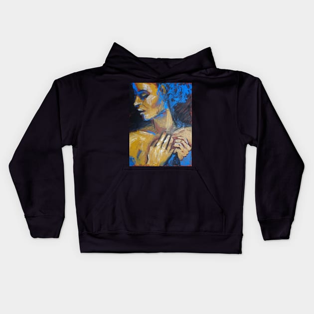 Feminine - Portrait Of A Woman Kids Hoodie by CarmenT